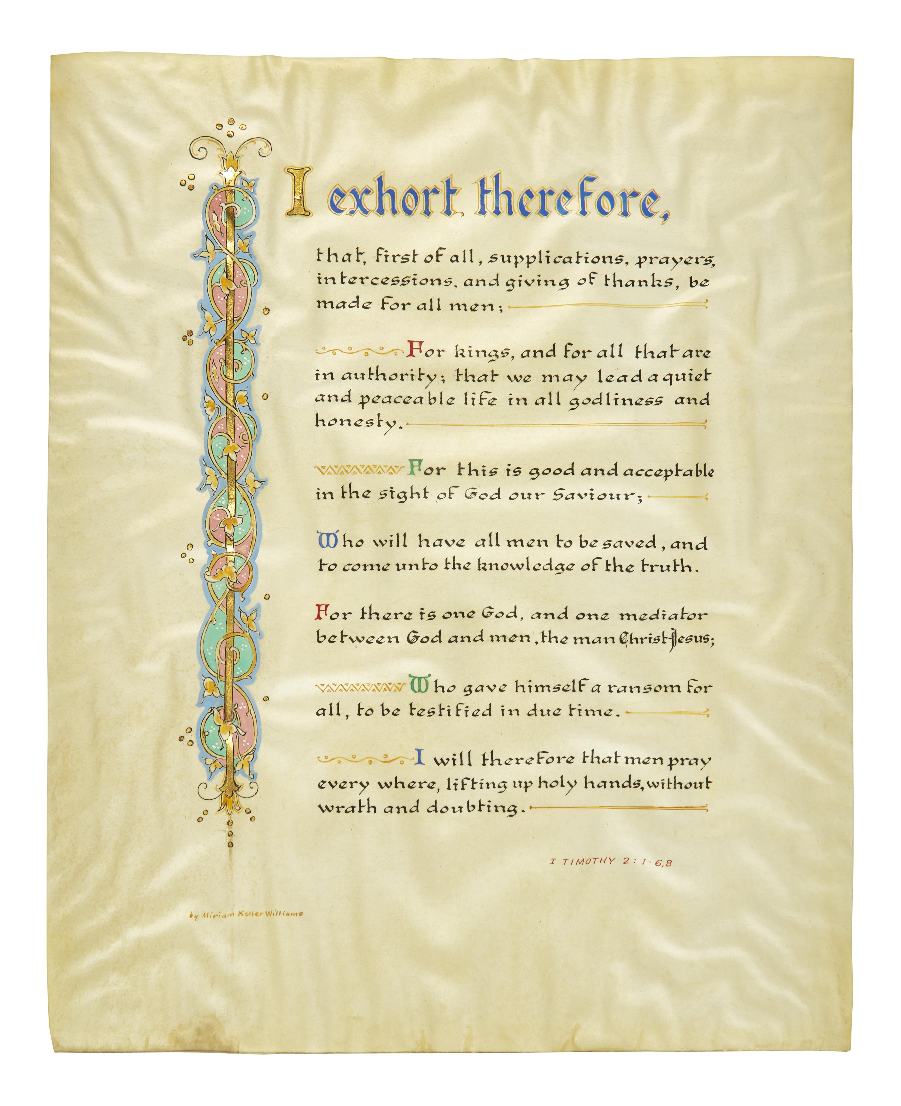 [Presidential] Eisenhower, Dwight D. Signed Illuminated Prayer Leaf