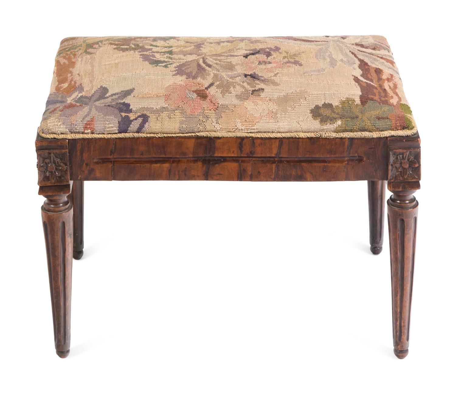 A Louis XVI Bench with Aubusson Tapestry Upholstery