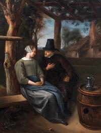 Couple Conversing in an Arbor