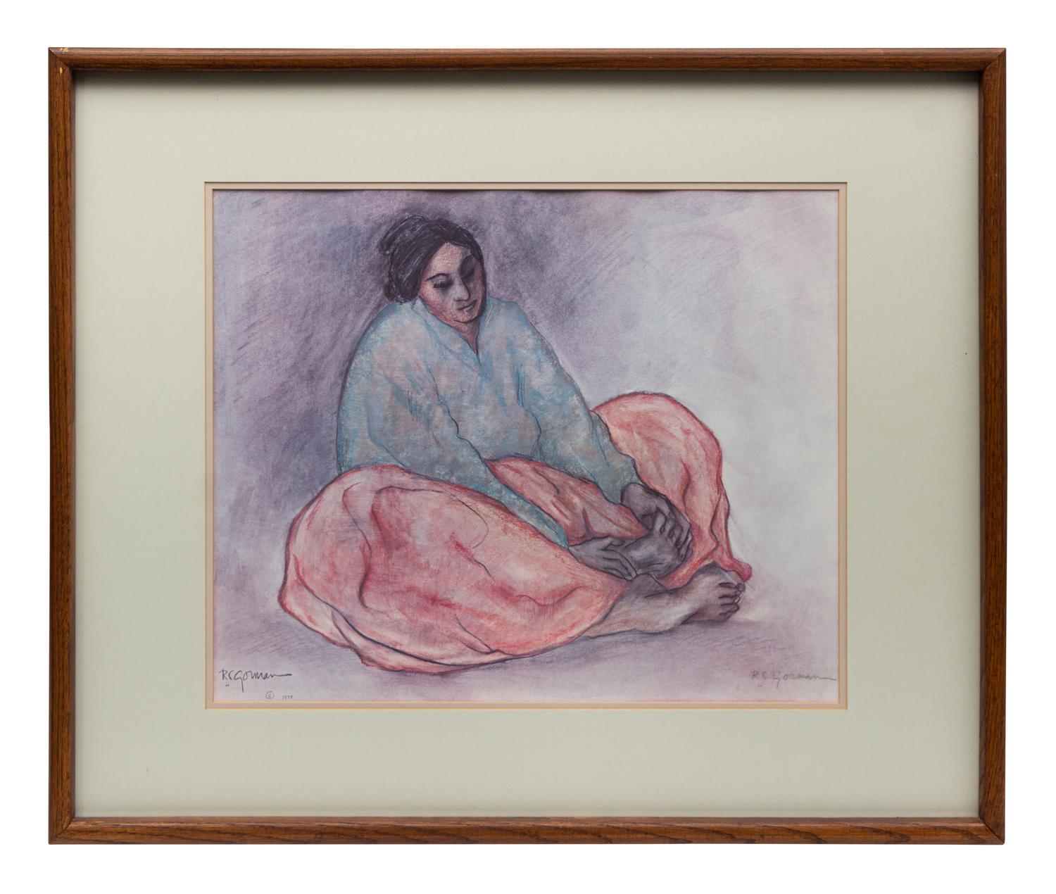Seated Indian Woman Holding Foot