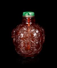 A Carved Amber Snuff Bottle
