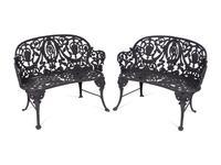 A Pair of Victorian Style Cast-Iron Garden Benches — 20TH CENTURY