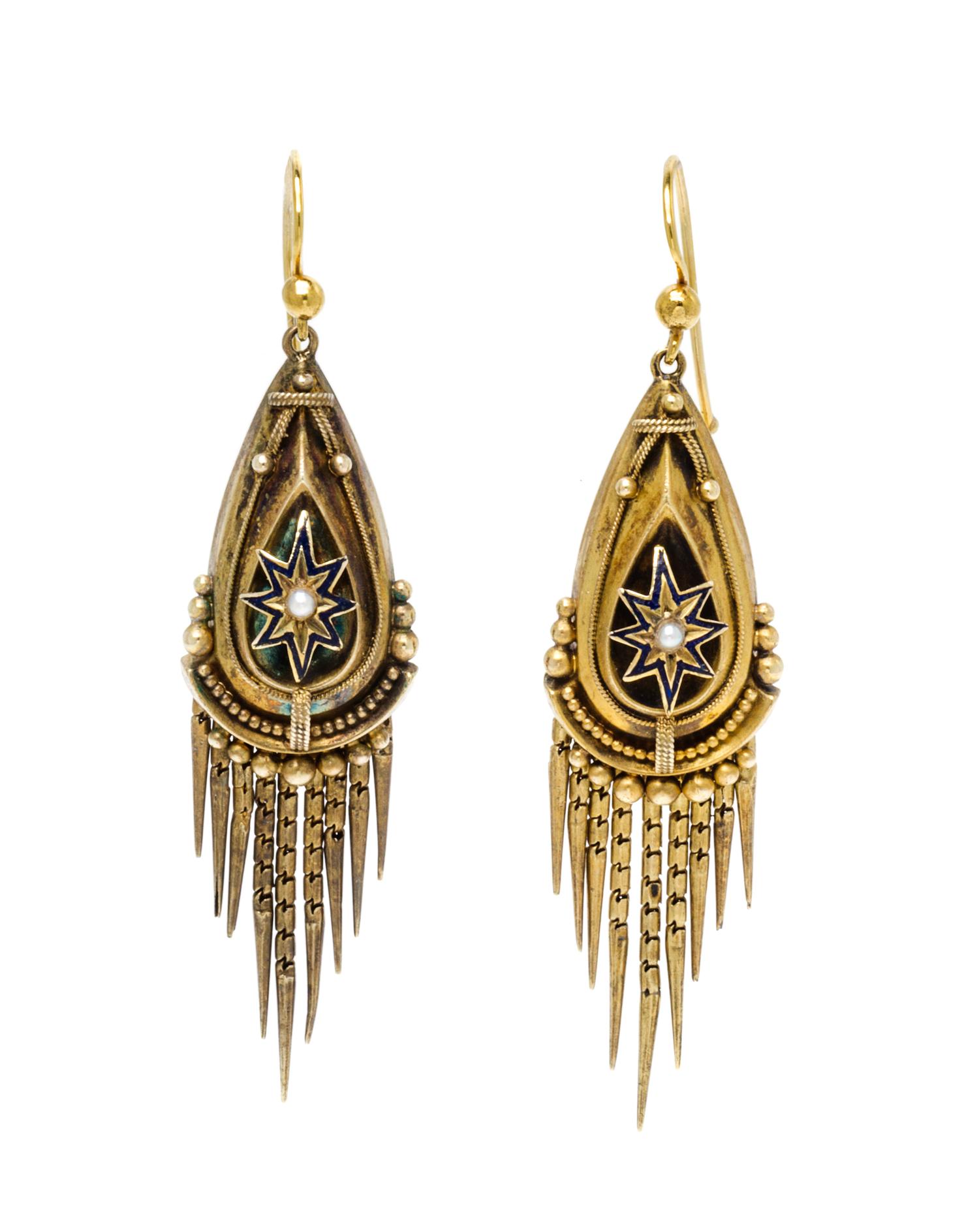 A Pair of Victorian Fringe Earrings,
