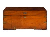 An English Brass Mounted Elm Campaign Trunk