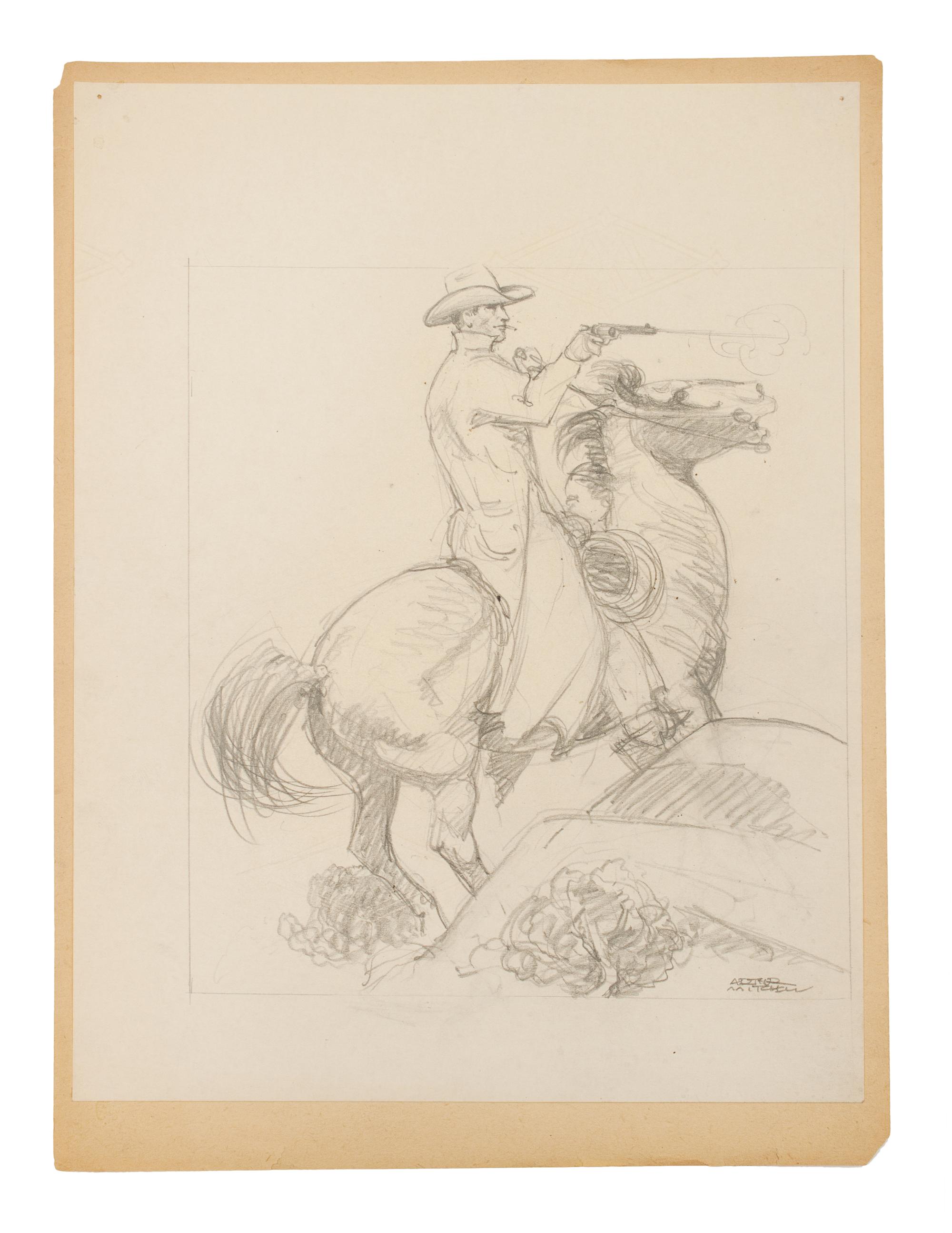 Cowboy on Rearing Horse