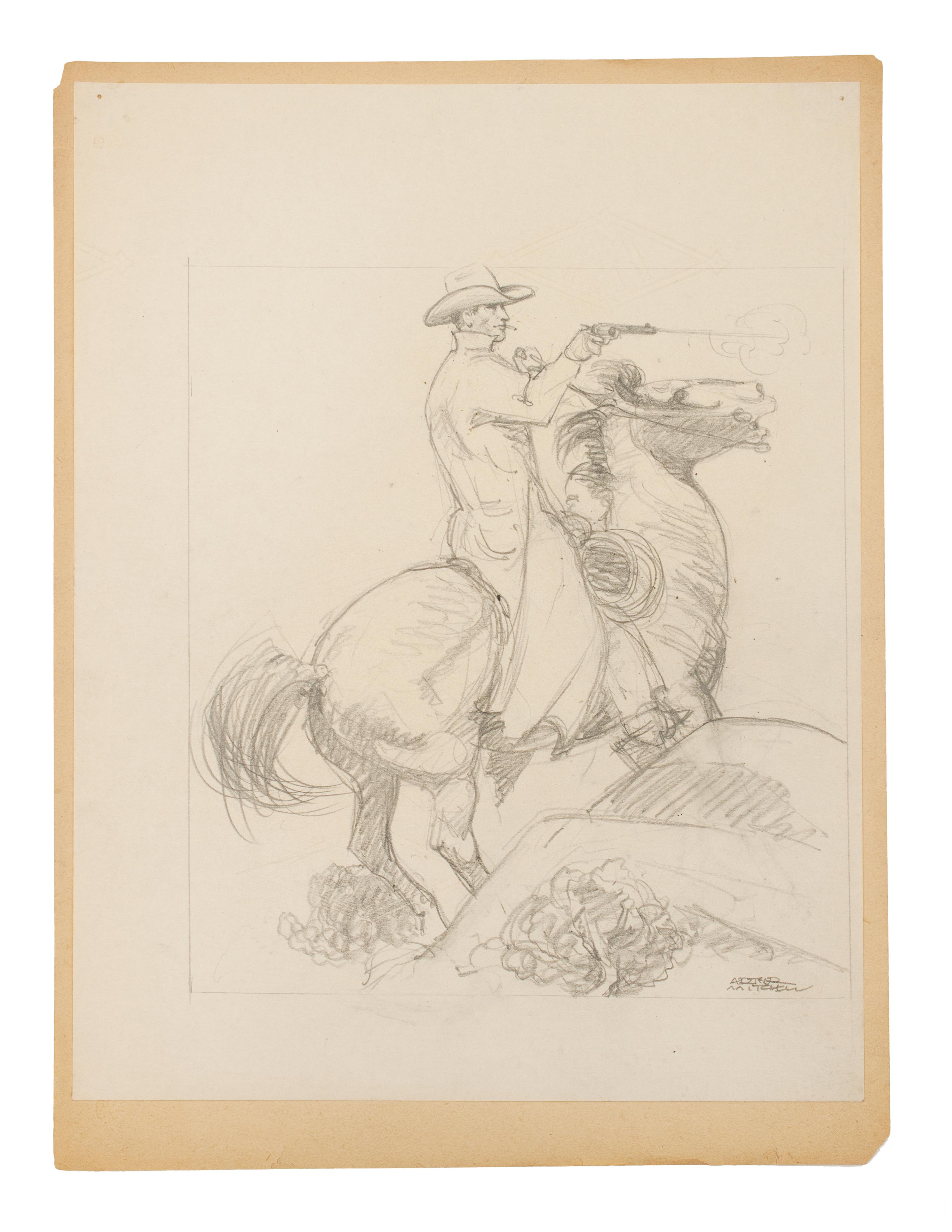 Cowboy on Rearing Horse