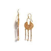A Pair of Byzantine Gold and Pearl Openwork Earrings