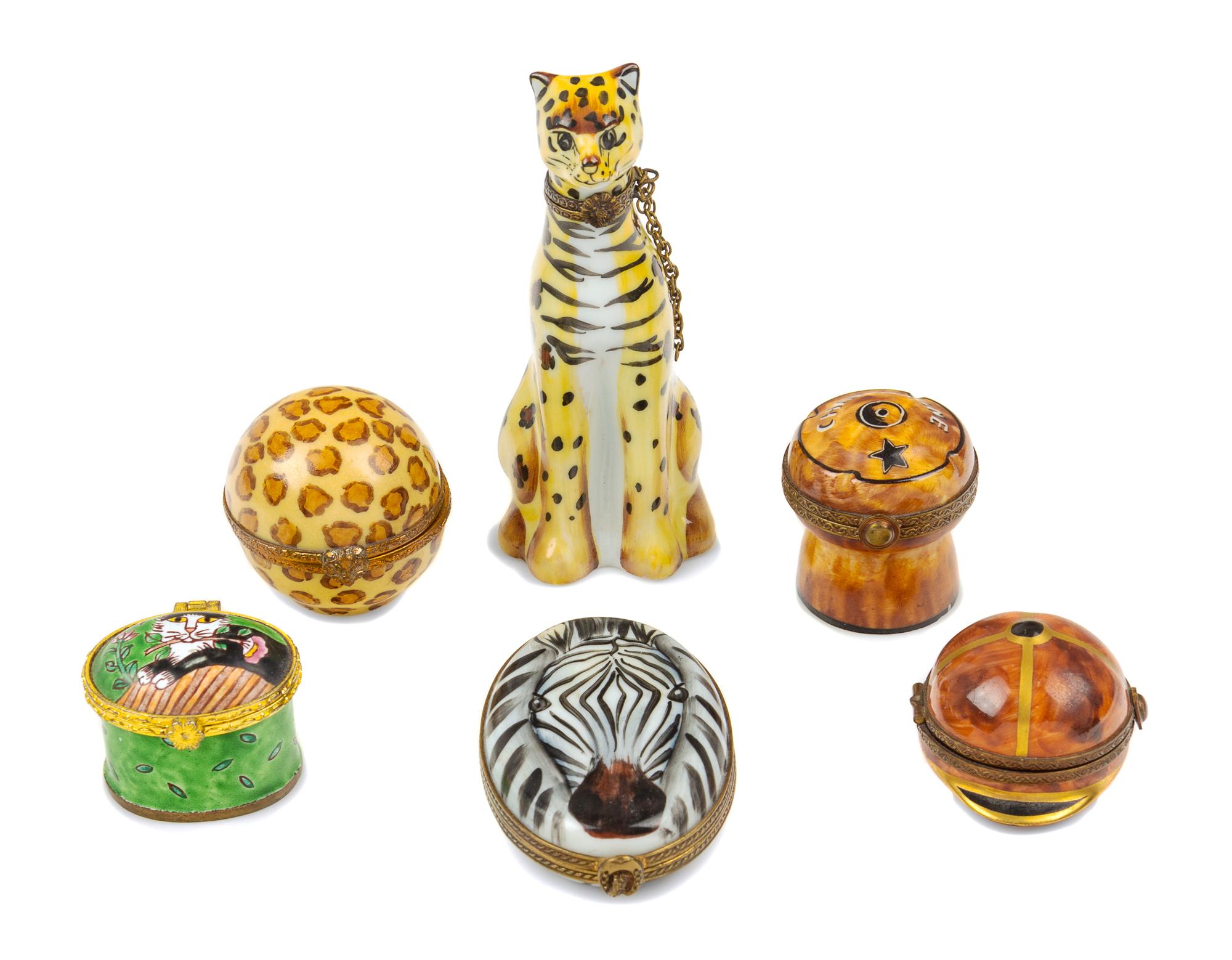 Six Limoges Porcelain Boxes