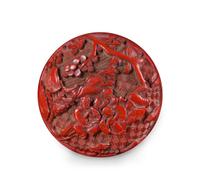 A Small Carved Red Lacquer Circular Covered Box Diameter 2 1/4 inches. — 19TH/EARLY 20TH CENTURY