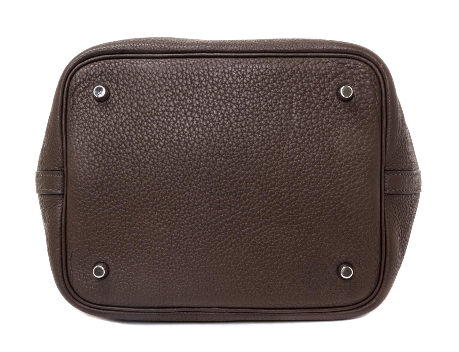 An Hermes Cafe Taurillon Clemence Picotin Lock MM Handbag, 9" x 8.5" x 7".