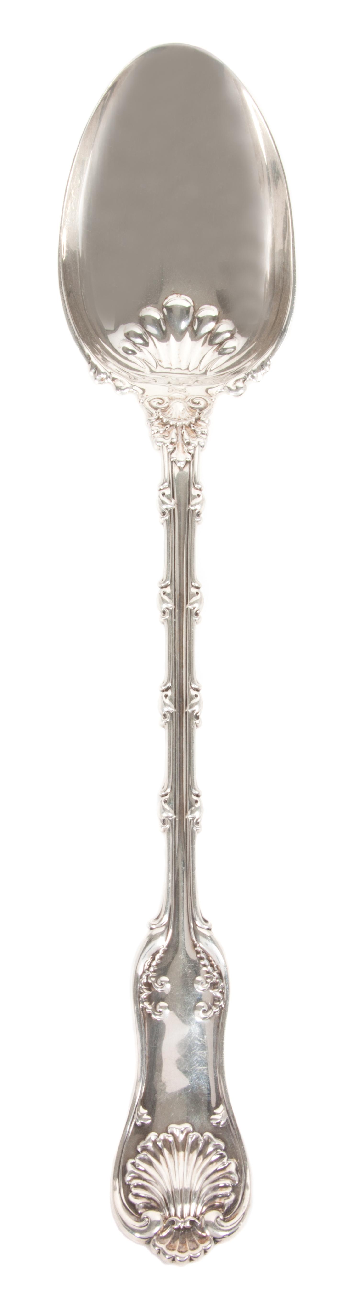 An American Silver Serving Spoon, Whiting Manufacturing Company, North Atleboro, Mass., circa 1893, in the Imperial Queen pattern.