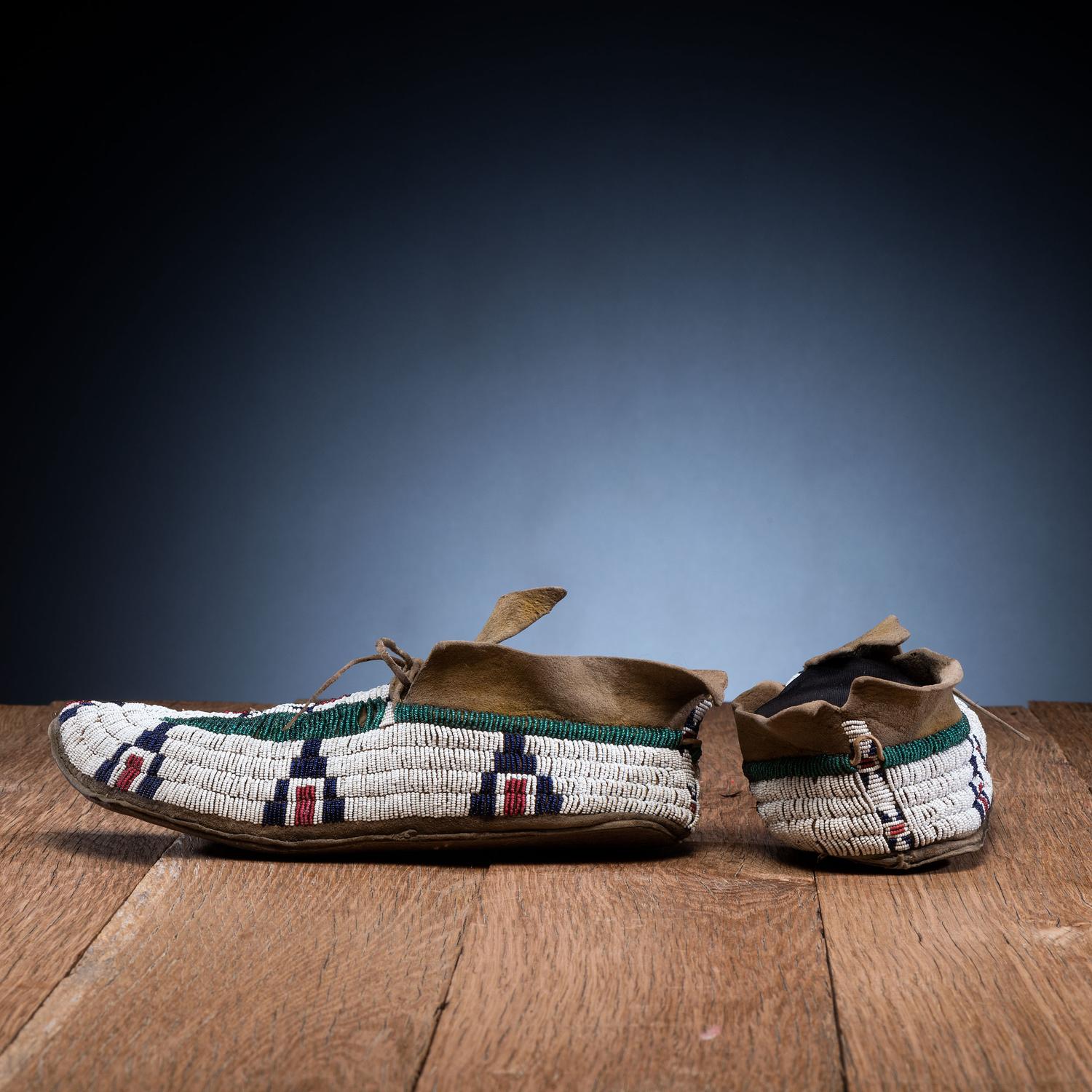 Cheyenne Beaded Hide Moccasins