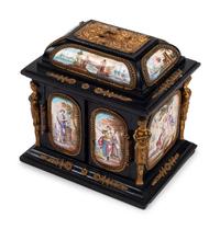 A Small Austrian Enamel Plaque Mounted Table Casket