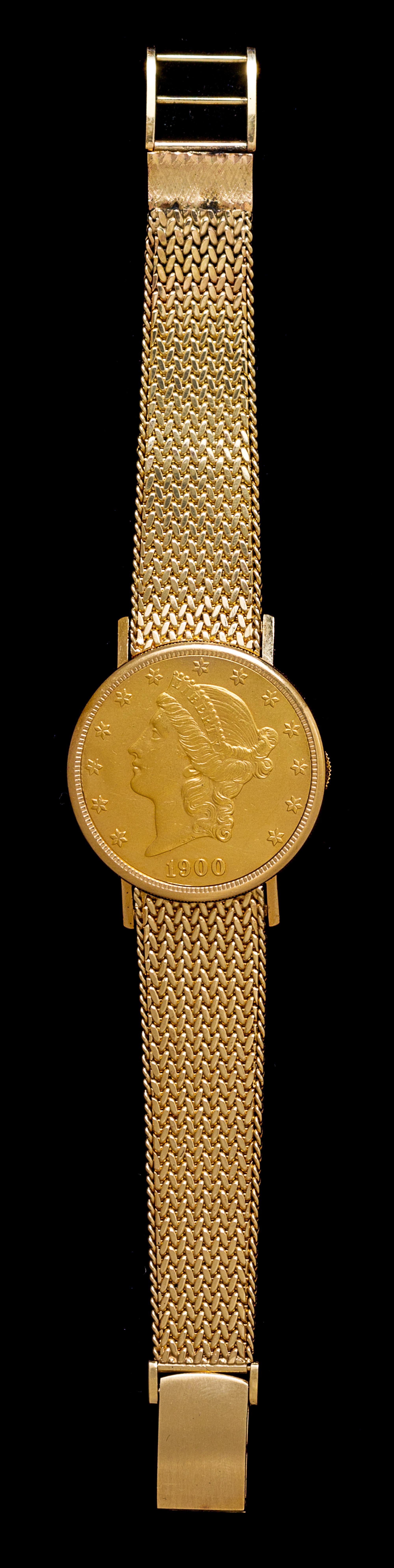 An 18 Karat Yellow Gold and US $20 Gold Coin Concealed Watch, LeJour,