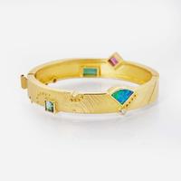 A Dan Alsberg 18K Yellow Gold and Gemstone Bangle