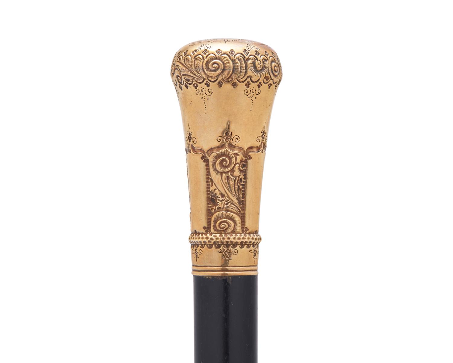 A Gold-Mounted and Ebonized Wood Walking Stick Associated With Thaddeus Stevens (1792-1868)