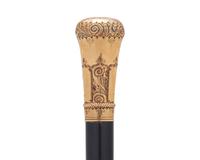 A Gold-Mounted and Ebonized Wood Walking Stick Associated With Thaddeus Stevens (1792-1868)