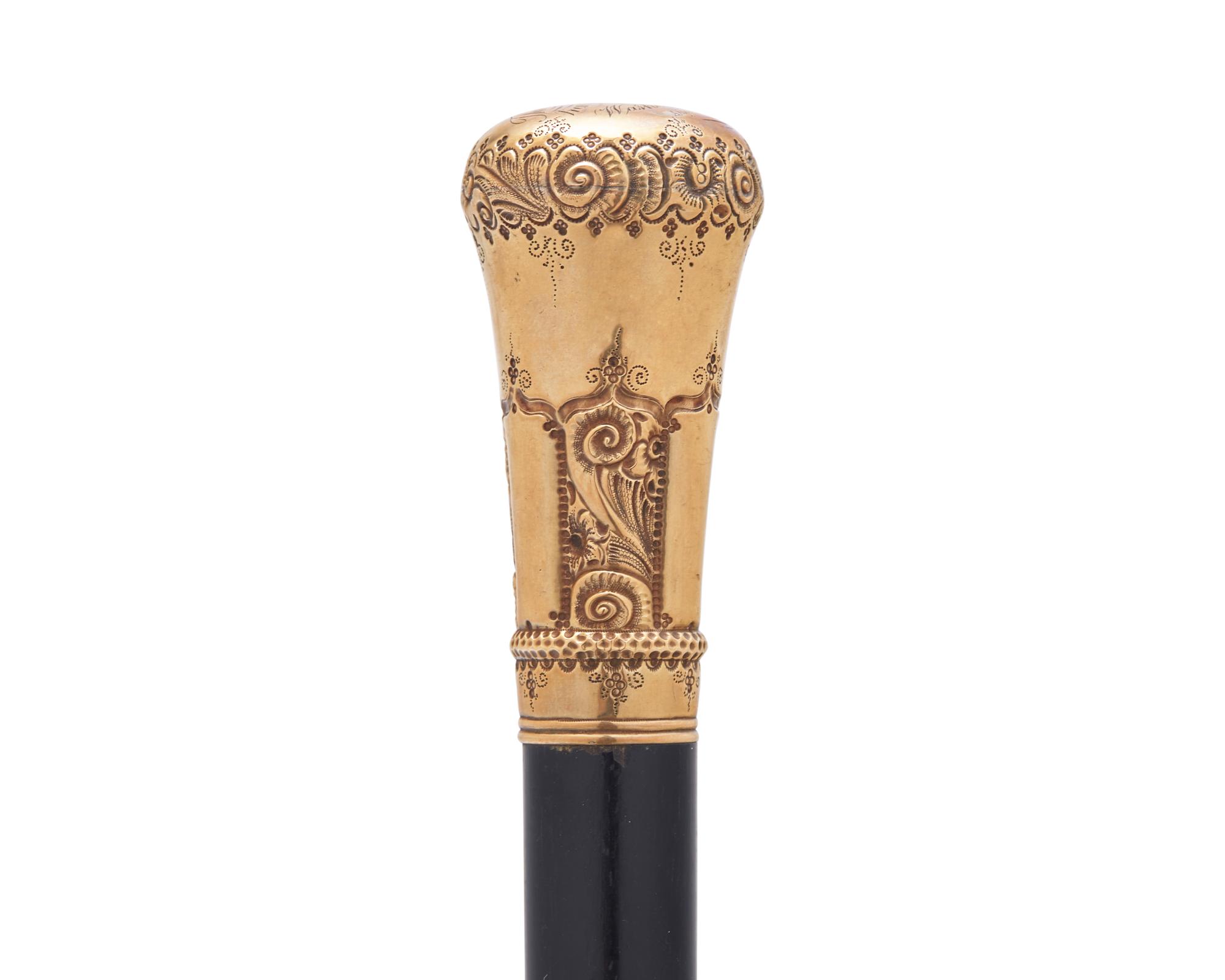 A Gold-Mounted and Ebonized Wood Walking Stick Associated With Thaddeus Stevens (1792-1868)