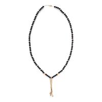 ONYX, DIAMOND, AND YELLOW GOLD BEAD NECKLACE