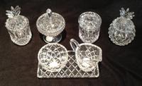 An Assemble Group of Molded Glassware Height of tallest 6 1/4 inches.