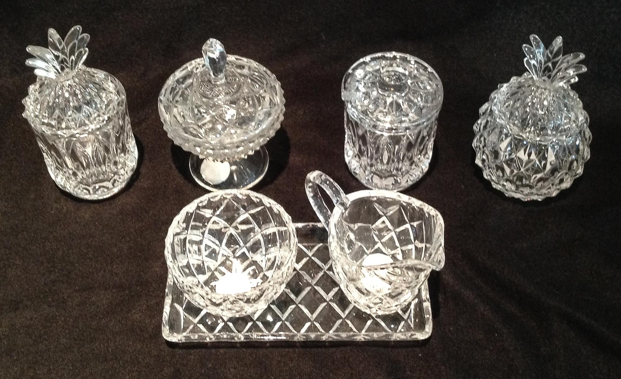 An Assemble Group of Molded Glassware Height of tallest 6 1/4 inches.