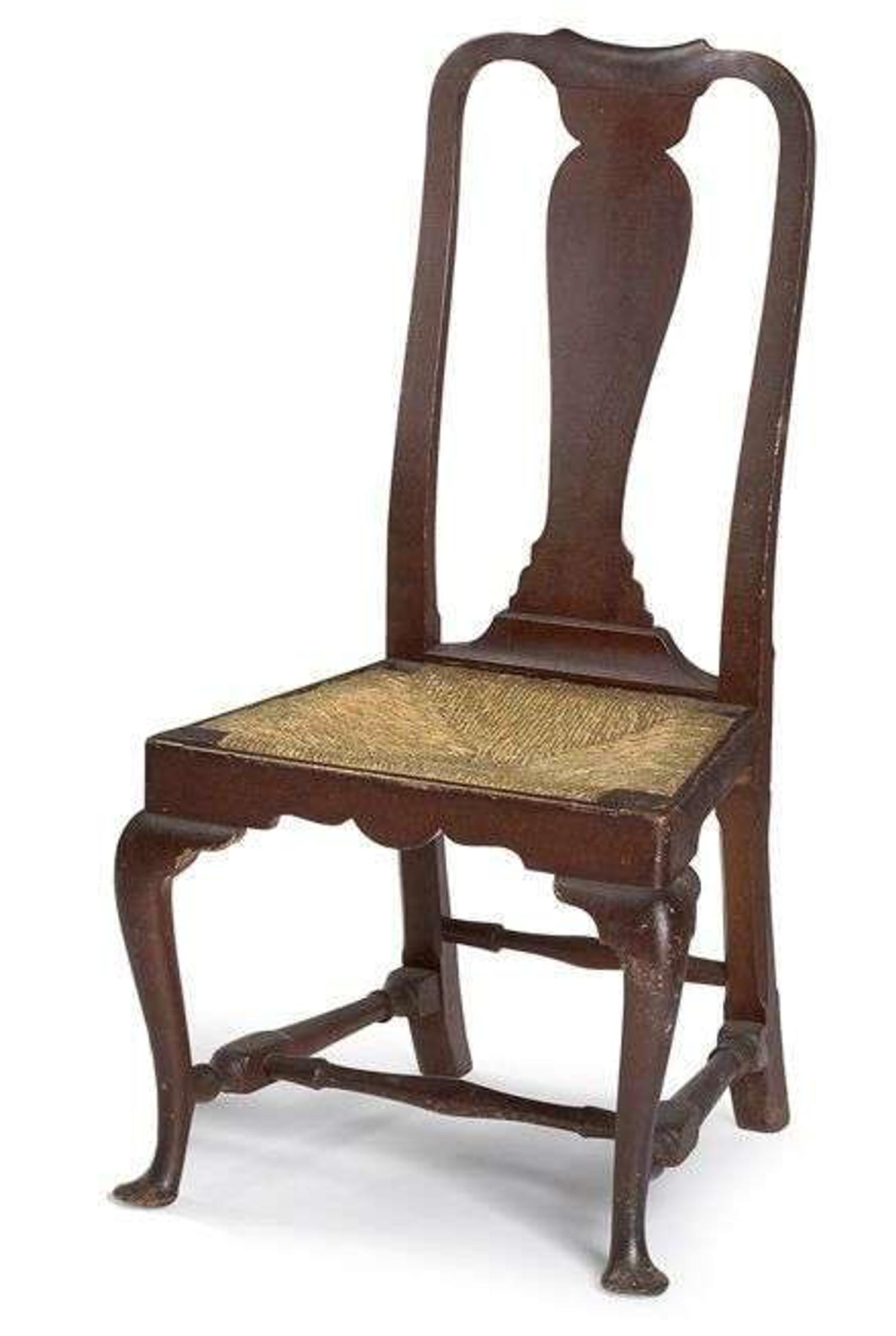 Queen Anne grain-painted rush seat side chair new england, 18th century