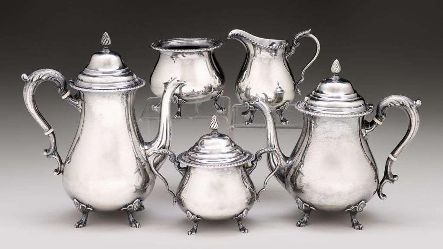 Five piece sterling silver coffee and tea service 19th/20th century