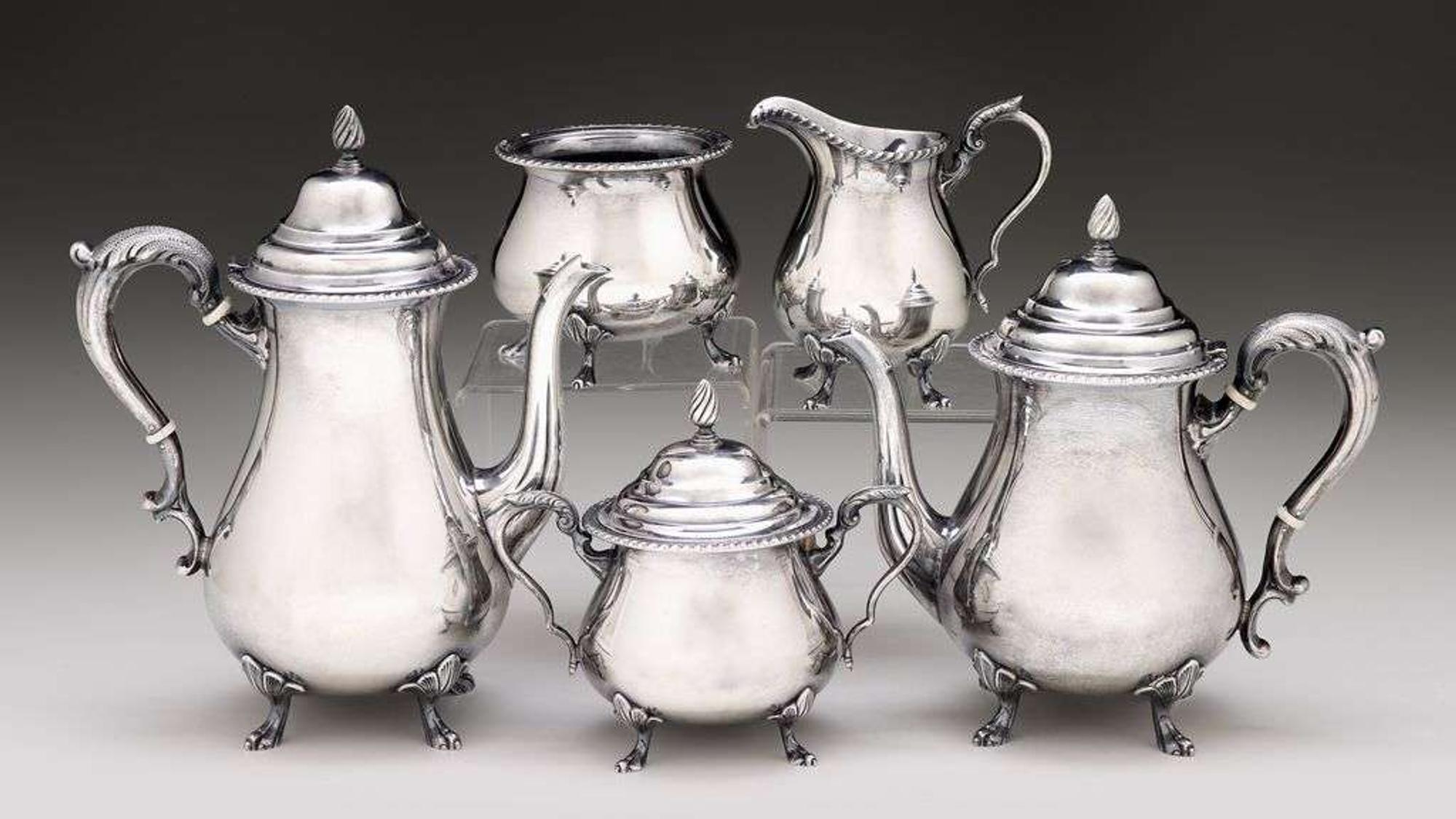 Five piece sterling silver coffee and tea service 19th/20th century