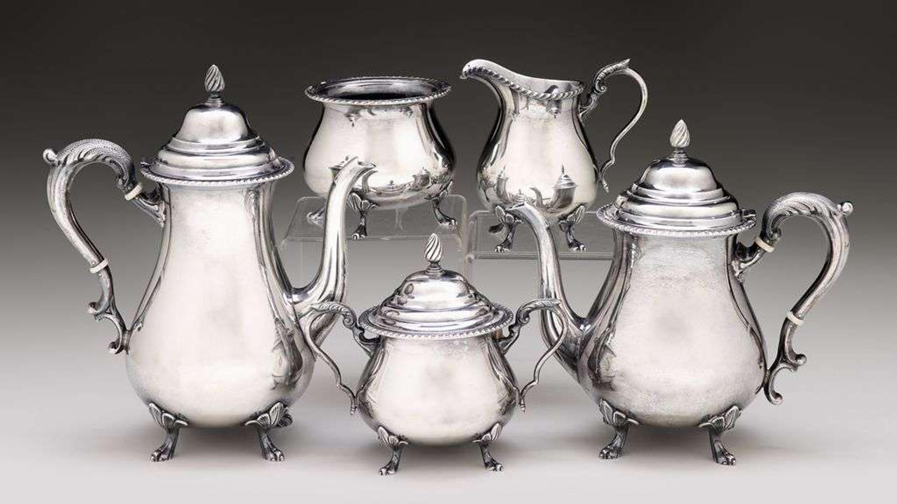 Five piece sterling silver coffee and tea service 19th/20th century