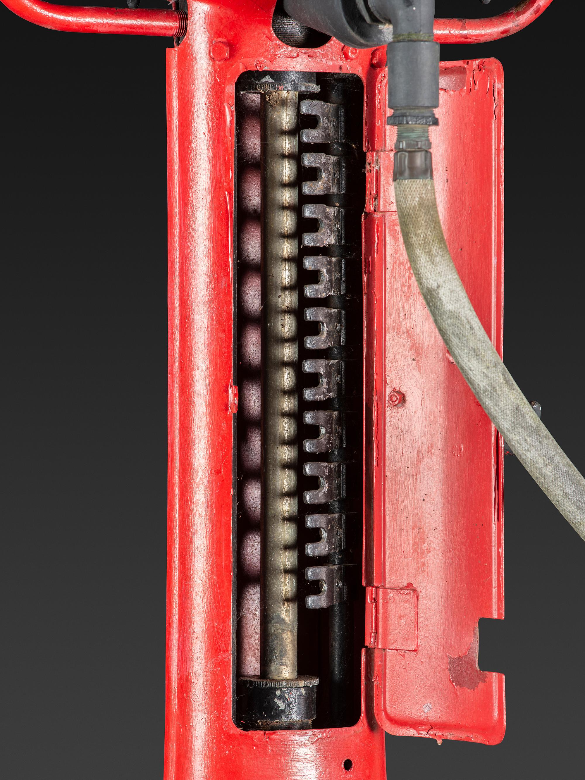 An American Painted Metal Gravity Gas Pump, Guarantee Liquid Measure