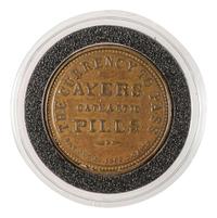 [CIVIL WAR]. Encased postage, one cent stamp with advertisement for Ayer's Cathartic Pills.