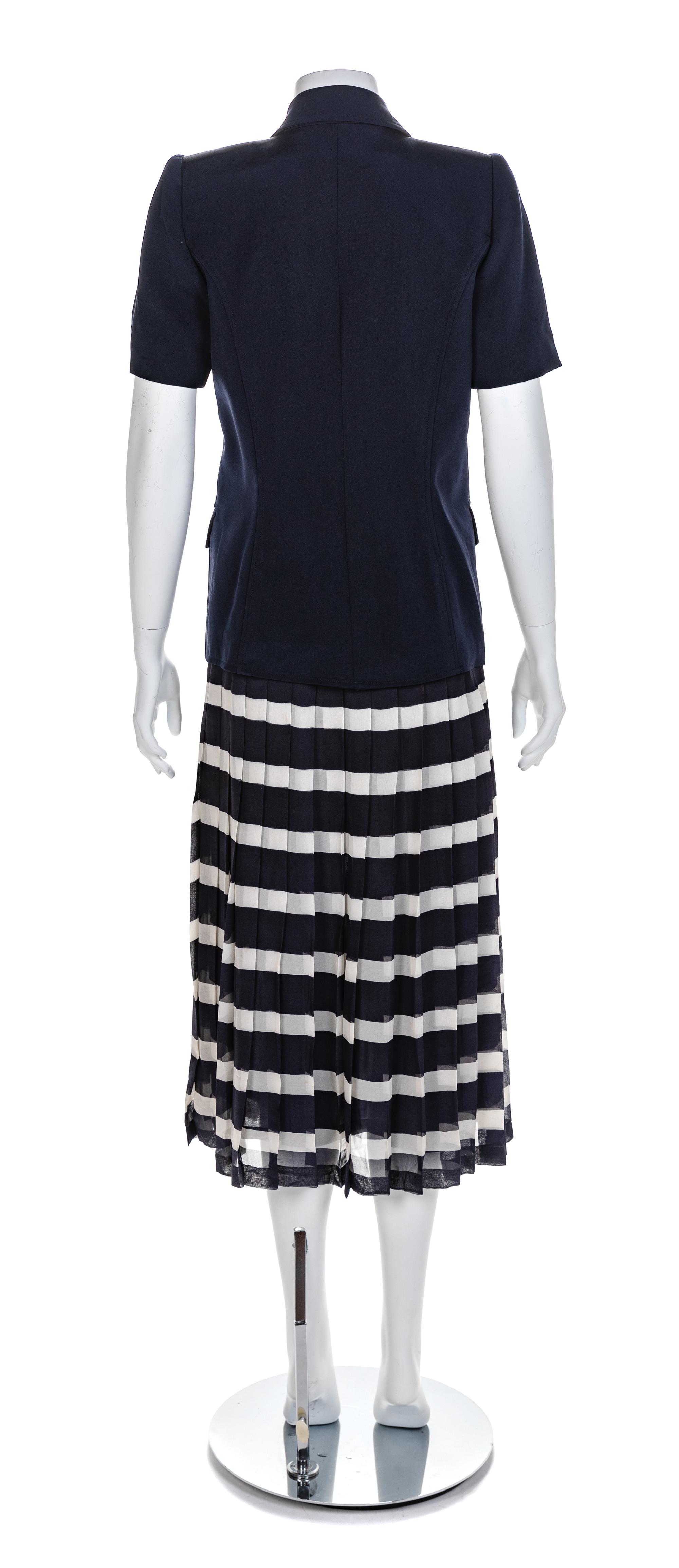 Valentino Boutique Two-Piece Navy Skirt Ensemble, 1980-90s Size label: 4
