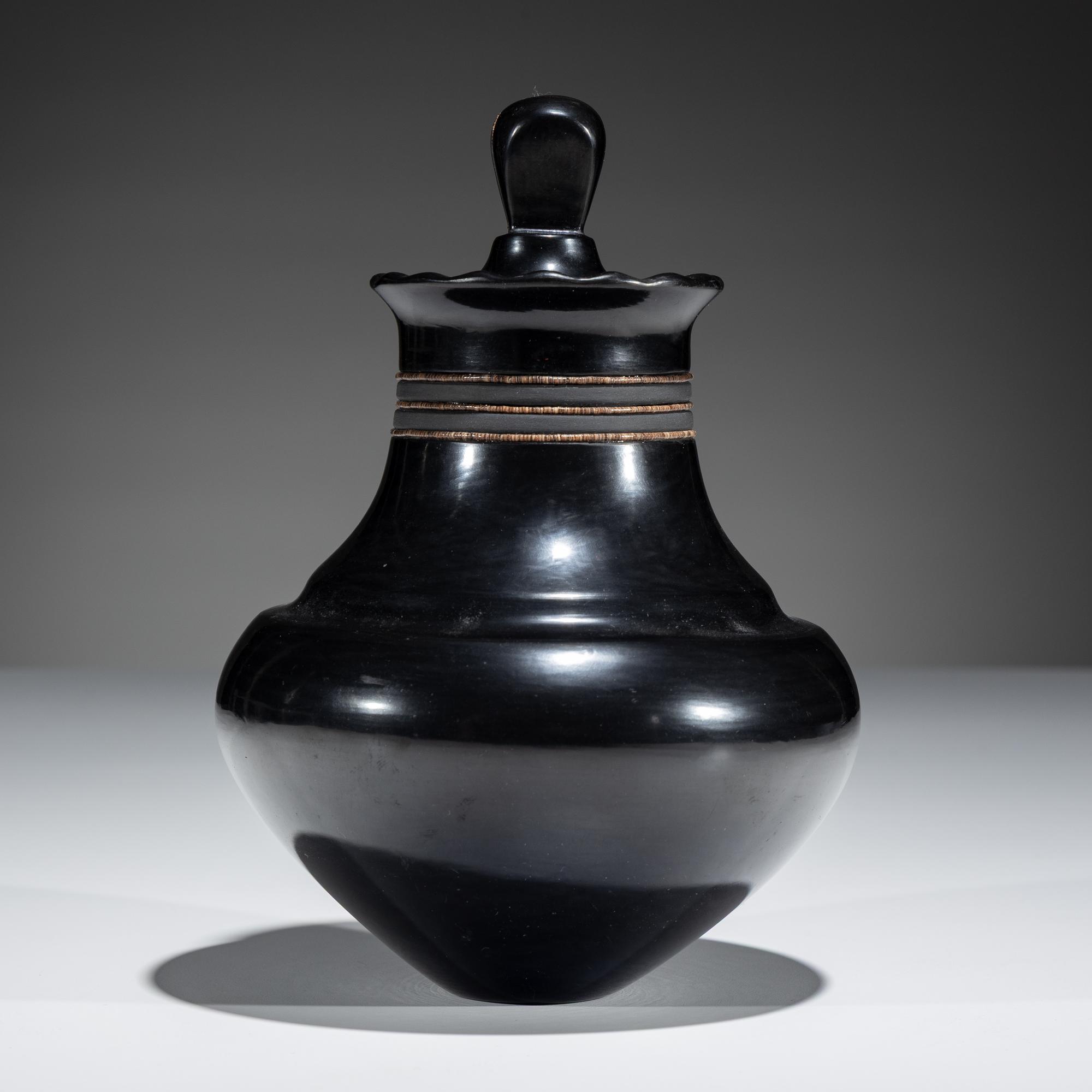 Lidded Blackware Pottery Jar