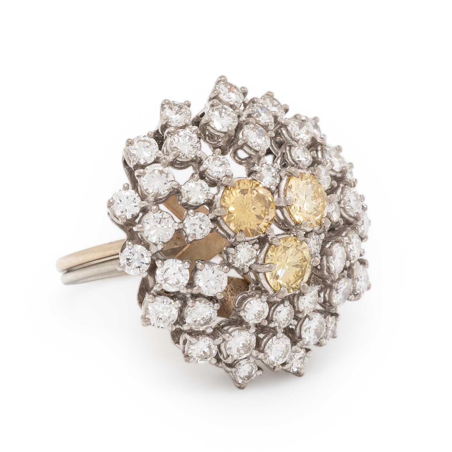 Colored Diamond and Diamond Ring