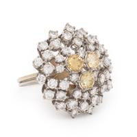 Colored Diamond and Diamond Ring