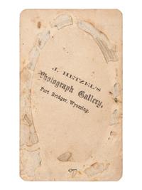 [INDIAN WARS]. CDV of a Buffalo Soldier. Fort Bridger, WY: J. Hetzel's Photograph Gallery, ca 1880s.