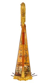 A Louis XVI Parcel Gilt and Painted Satinwood Harp