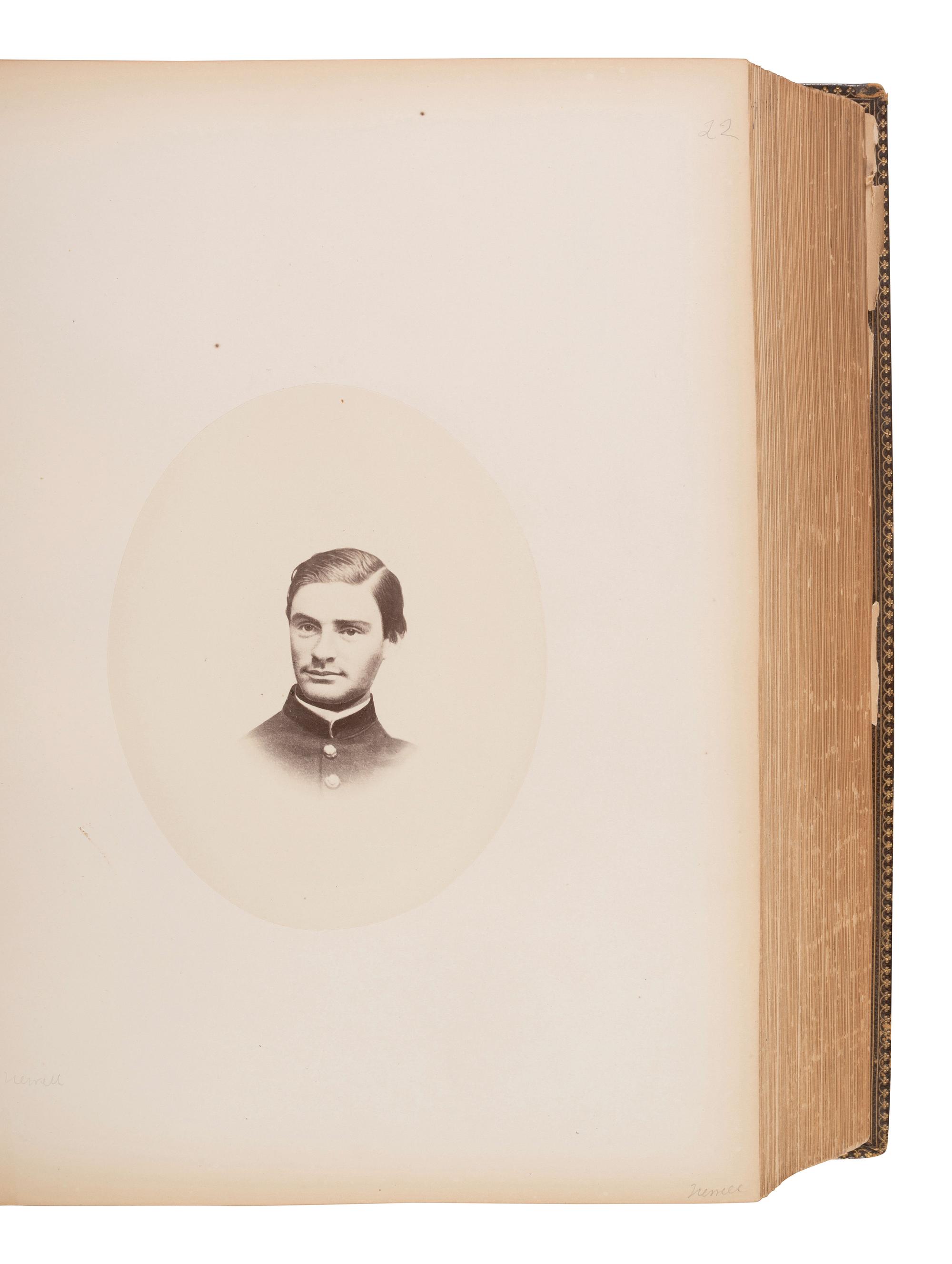 [CIVIL WAR]. The Class of 1865 Harvard College. Cambridge, MA. Yearbook containing albumen photographs of grounds, faculty, and students who later served in the Civil War.