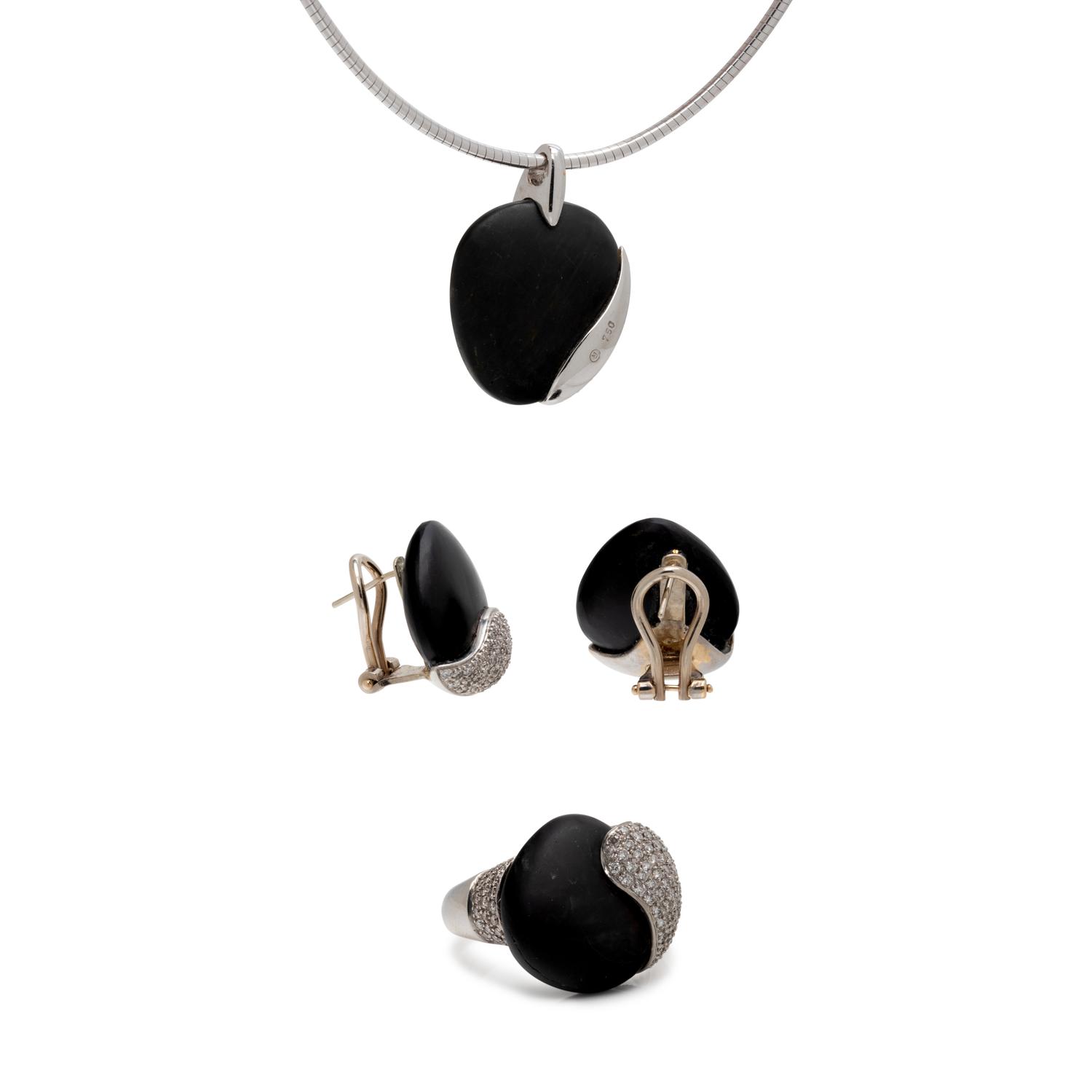 MOVADO, WHITE GOLD, PEBBLE AND DIAMOND SET