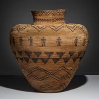 Western Apache Basketry Olla, with Human Figures