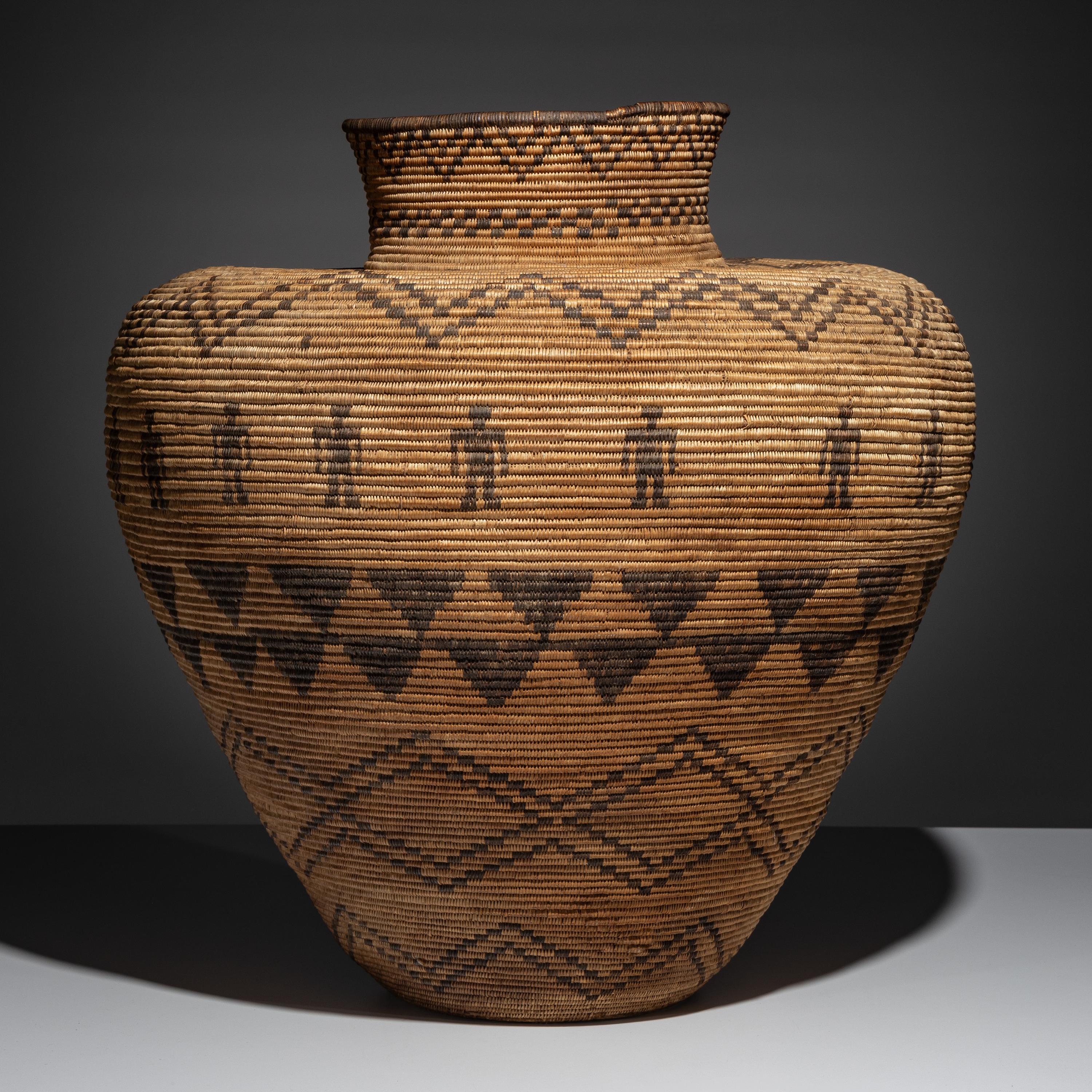 Western Apache Basketry Olla, with Human Figures