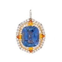 CEYLON SAPPHIRE, YELLOW SAPPHIRE AND DIAMOND PENDANT
