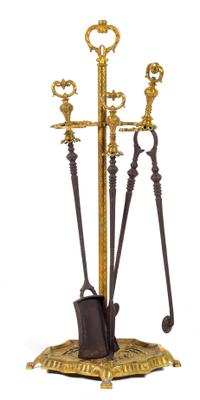 A Set of French Gilt Bronze Fireplace Tools