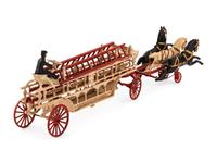 A Cast Iron Three Horse Fire Ladder Wagon