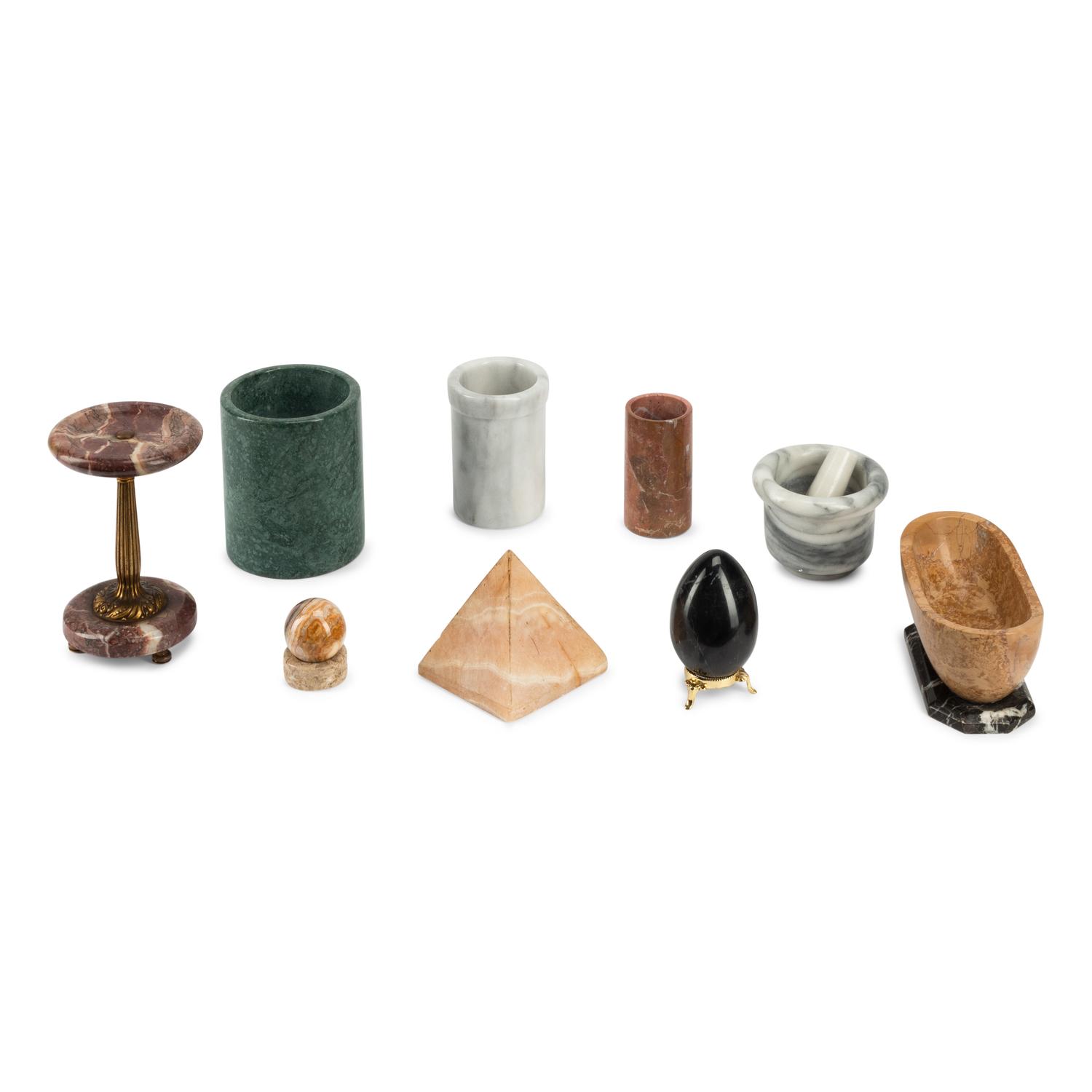 A Group of Nine Decorative Marble Table Articles