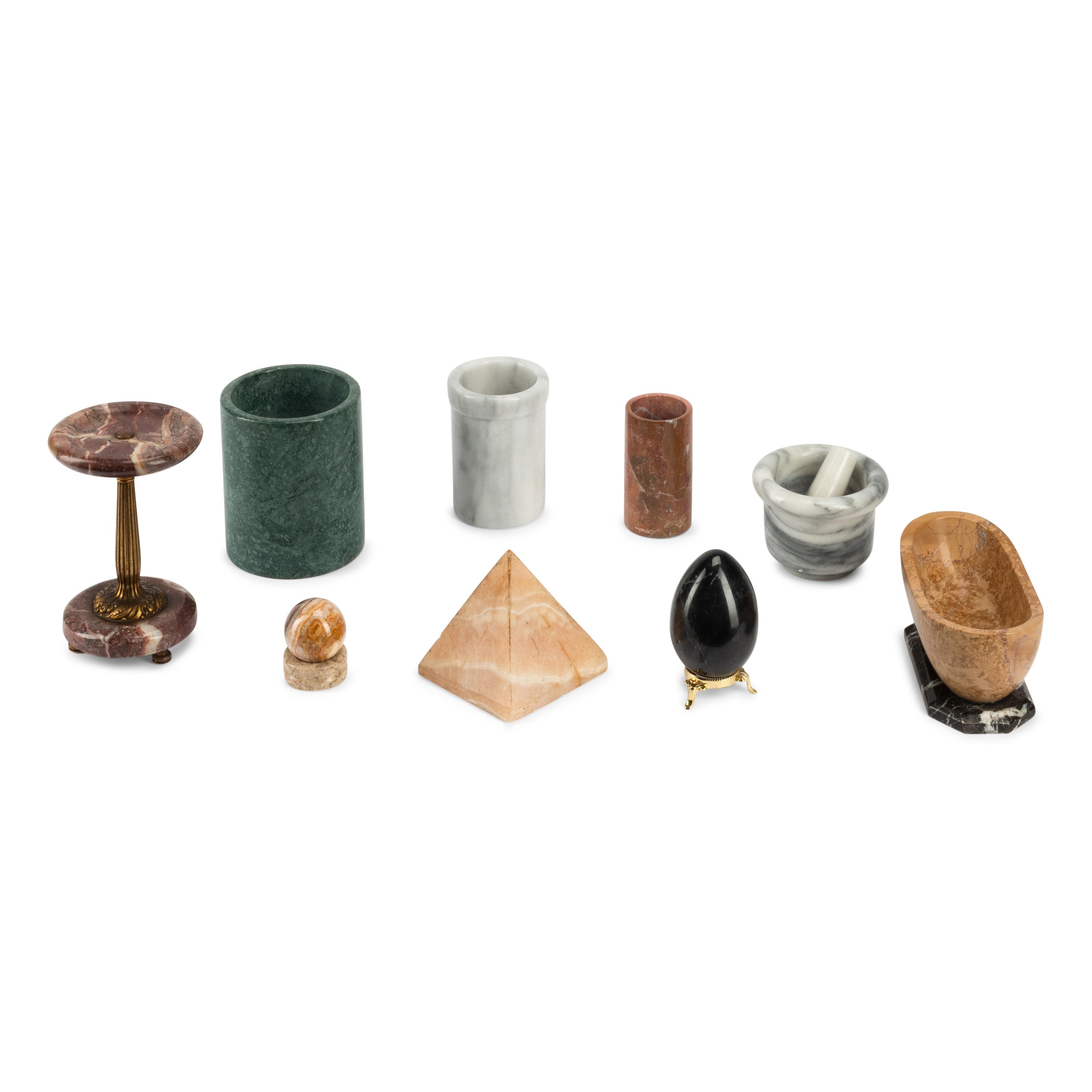 A Group of Nine Decorative Marble Table Articles