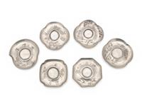 A Set of Six Chinese Pewter Cup Stands
