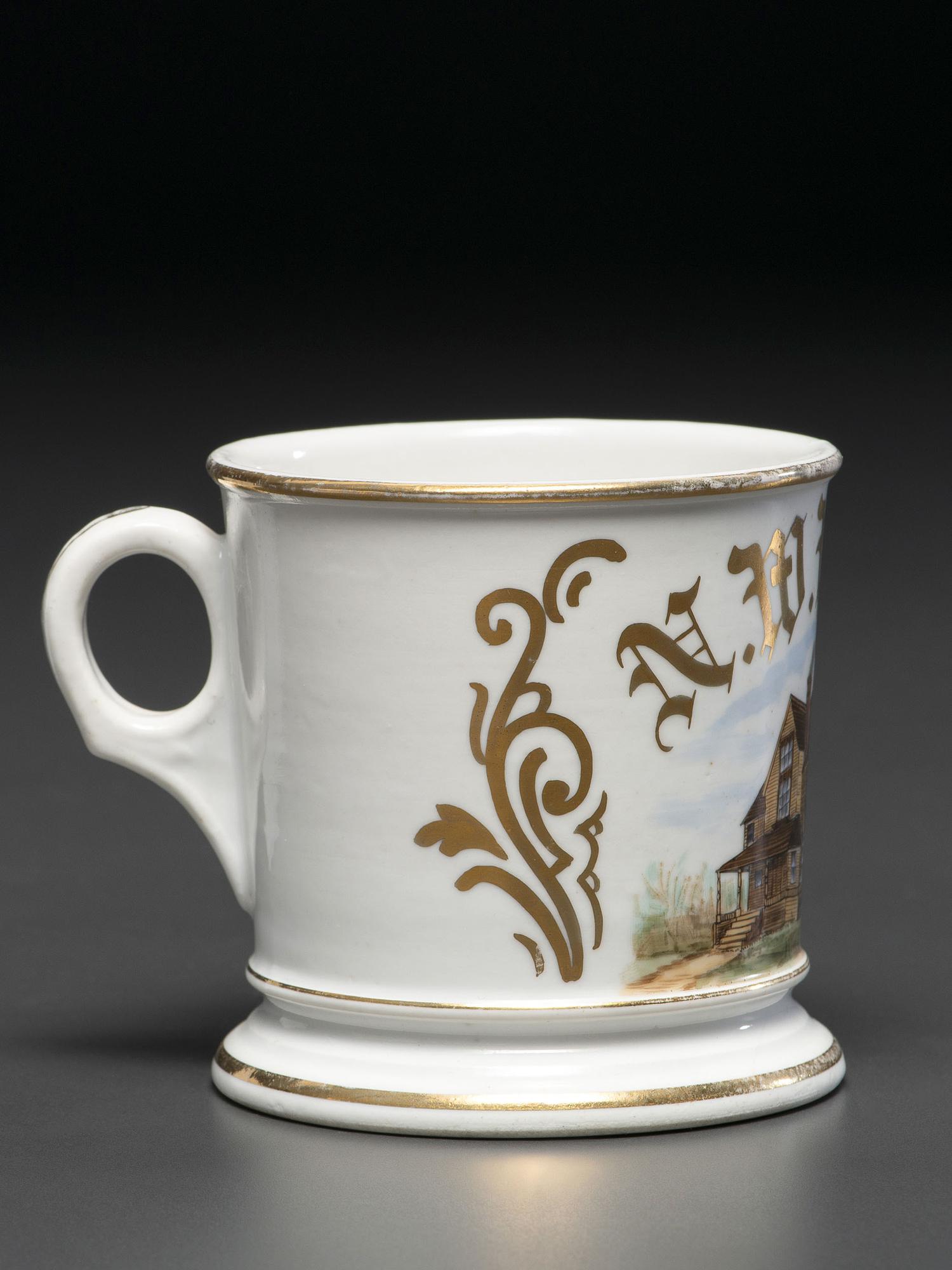 A Carpenter or Homebuilder's Porcelain Occupational Shaving Mug