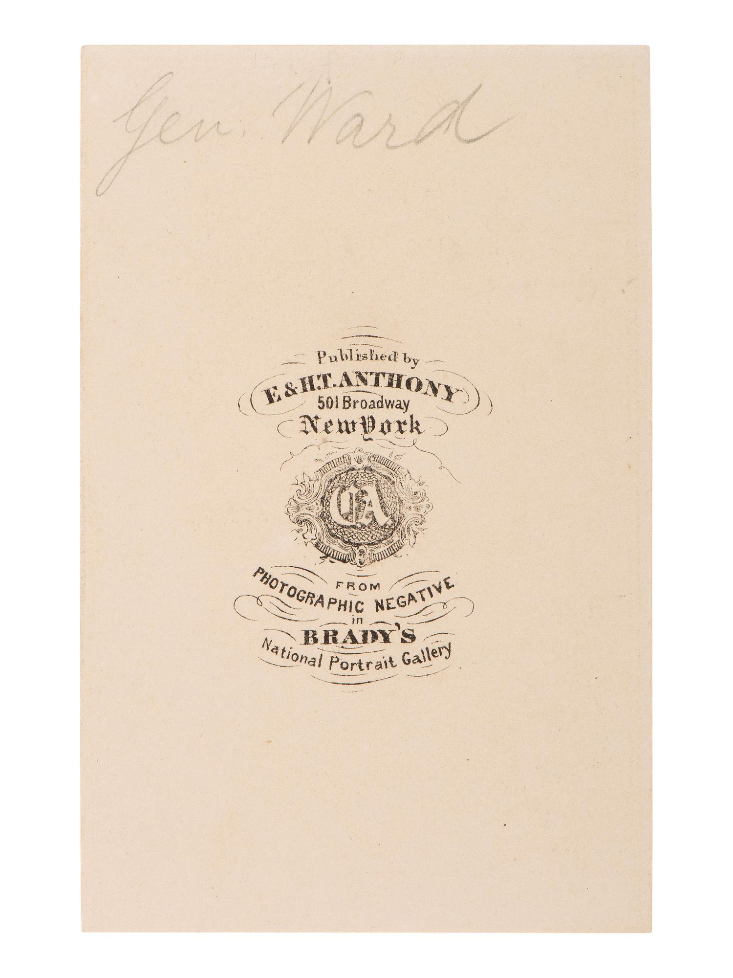[CIVIL WAR - GETTYSBURG]. CDV of General John Henry Hobart Ward, KIA at Gettysburg. New York: Anthony, ca 1861-1862.