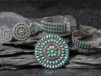 Navajo or Zuni Silver and Turquoise Cluster Jewelry